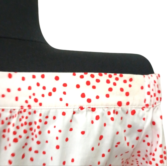 H&M Red and White Polka Dot Off-the-Shoulder Balloon 3/4 Sleeve Button Down Top - Picture 12 of 13